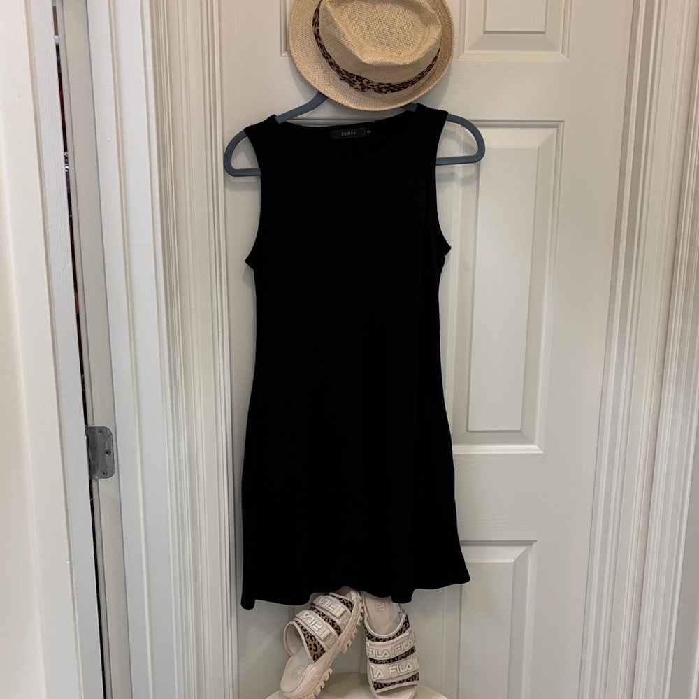 Elegant bundle! Black Sleeveless Sun Dress - hat and shoes included!